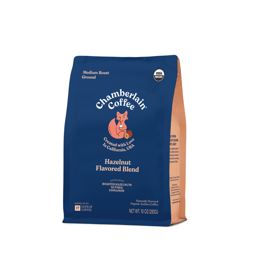 Organic Hazelnut Coffee Blend Ground Product Shot Diagonal