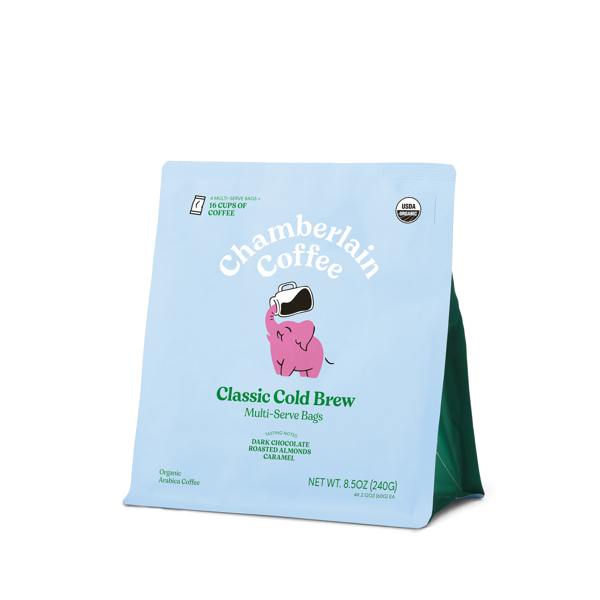 Organic Cold Brew Elephant Large Coffee Bags Cold Brew Elephant Product Shot Diagonal