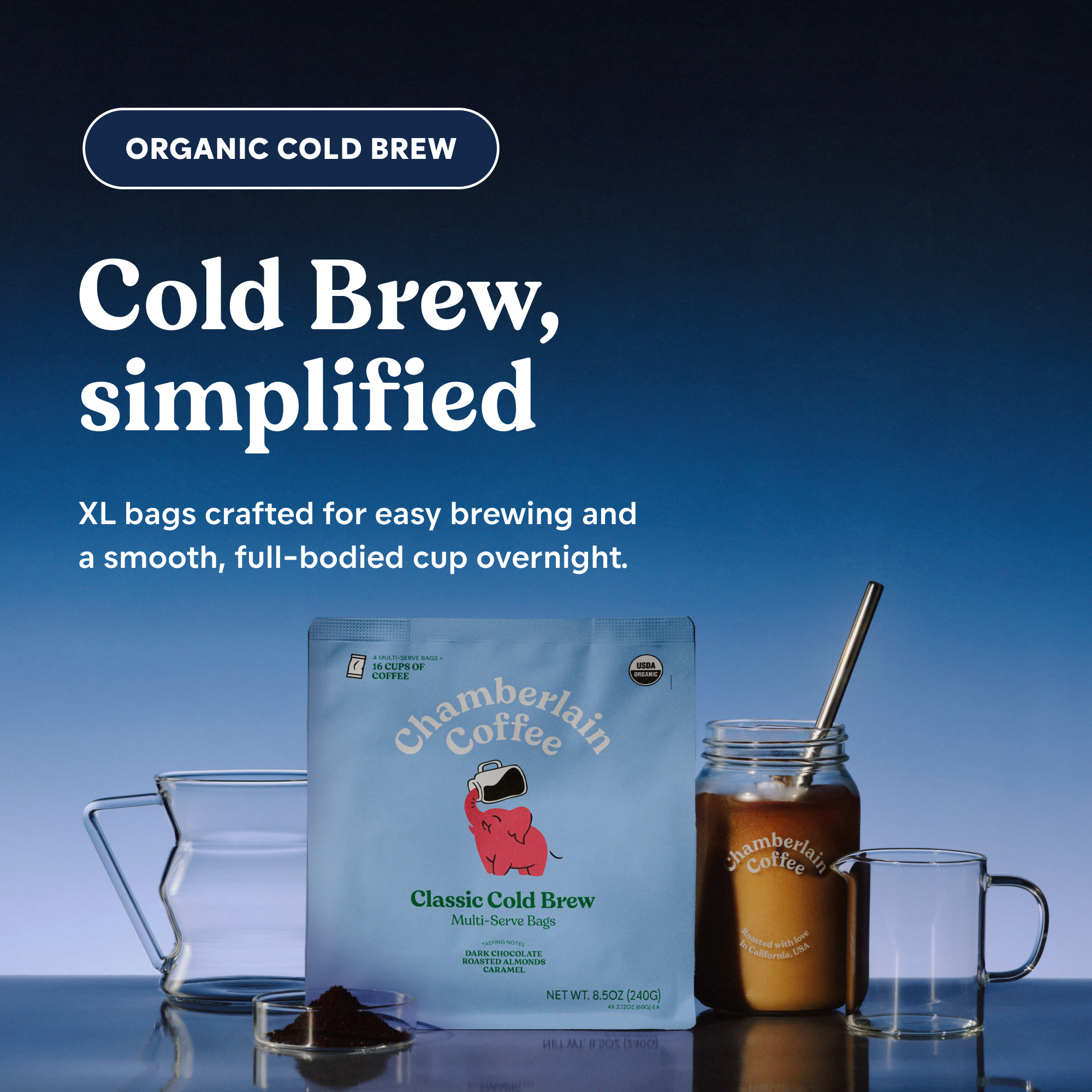 Organic Cold Brew Elephant Large Coffee Bags
