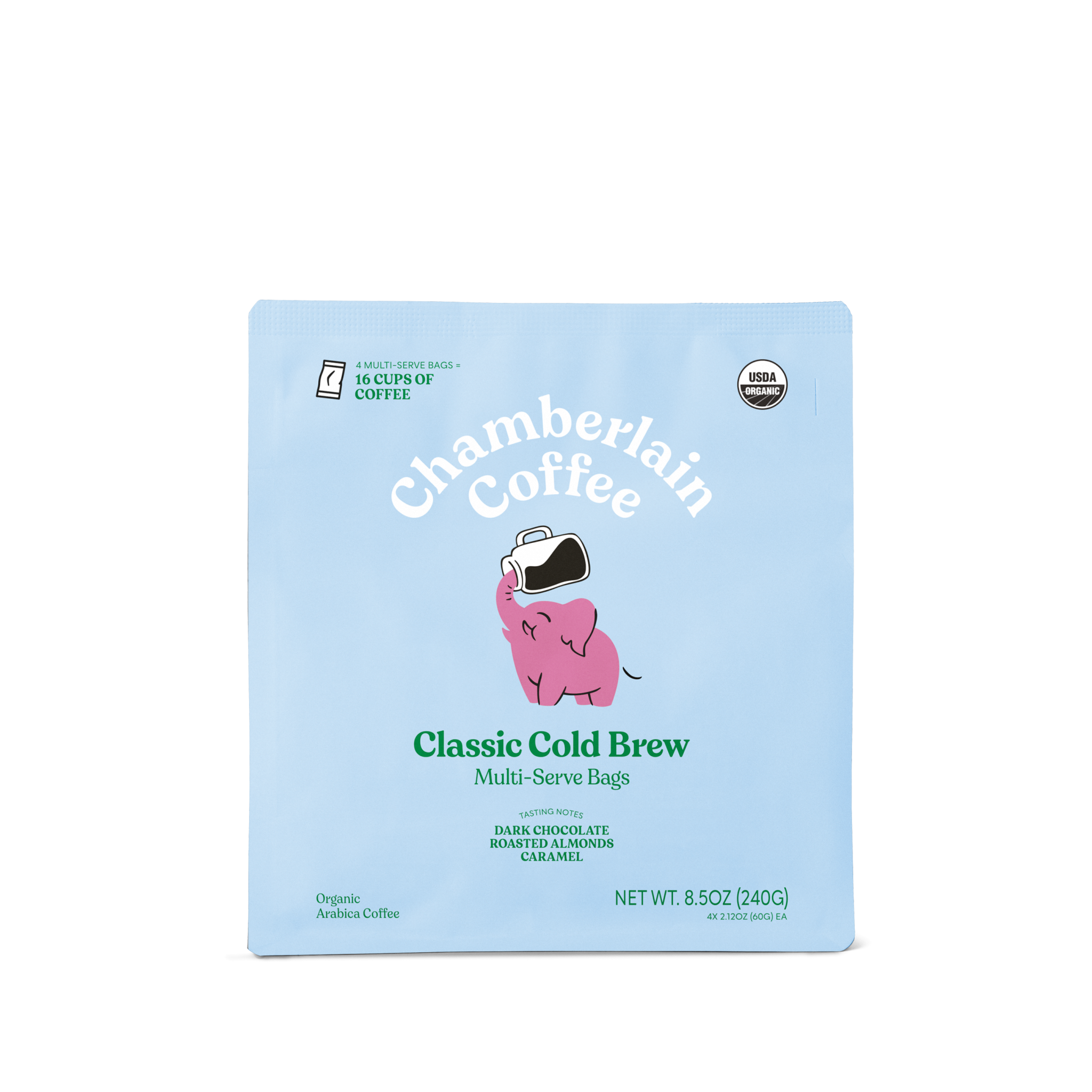 Organic Cold Brew Elephant Large Coffee Bags  Product Shot Front