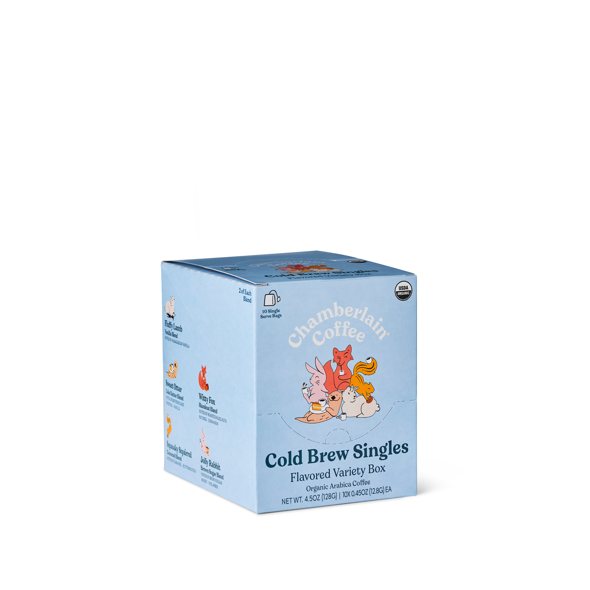 Organic Flavored Variety Cold Brew Singles  Product Shot Diagonal
