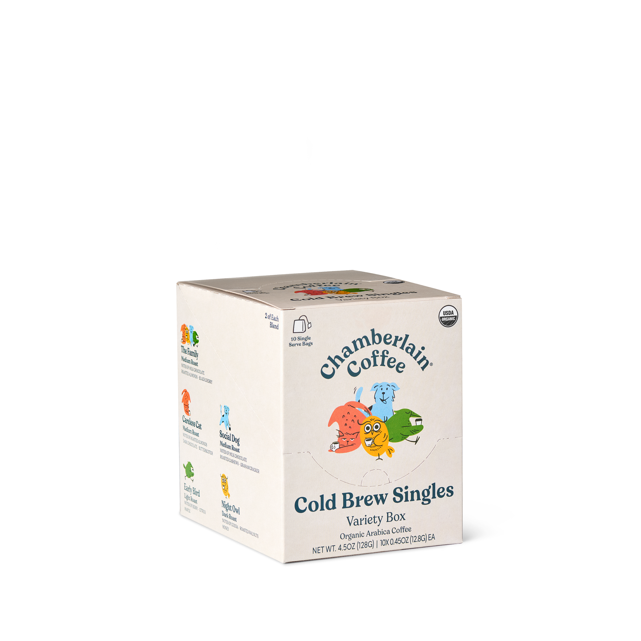 Organic Variety Cold Brew Singles  Product Shot Diagonal