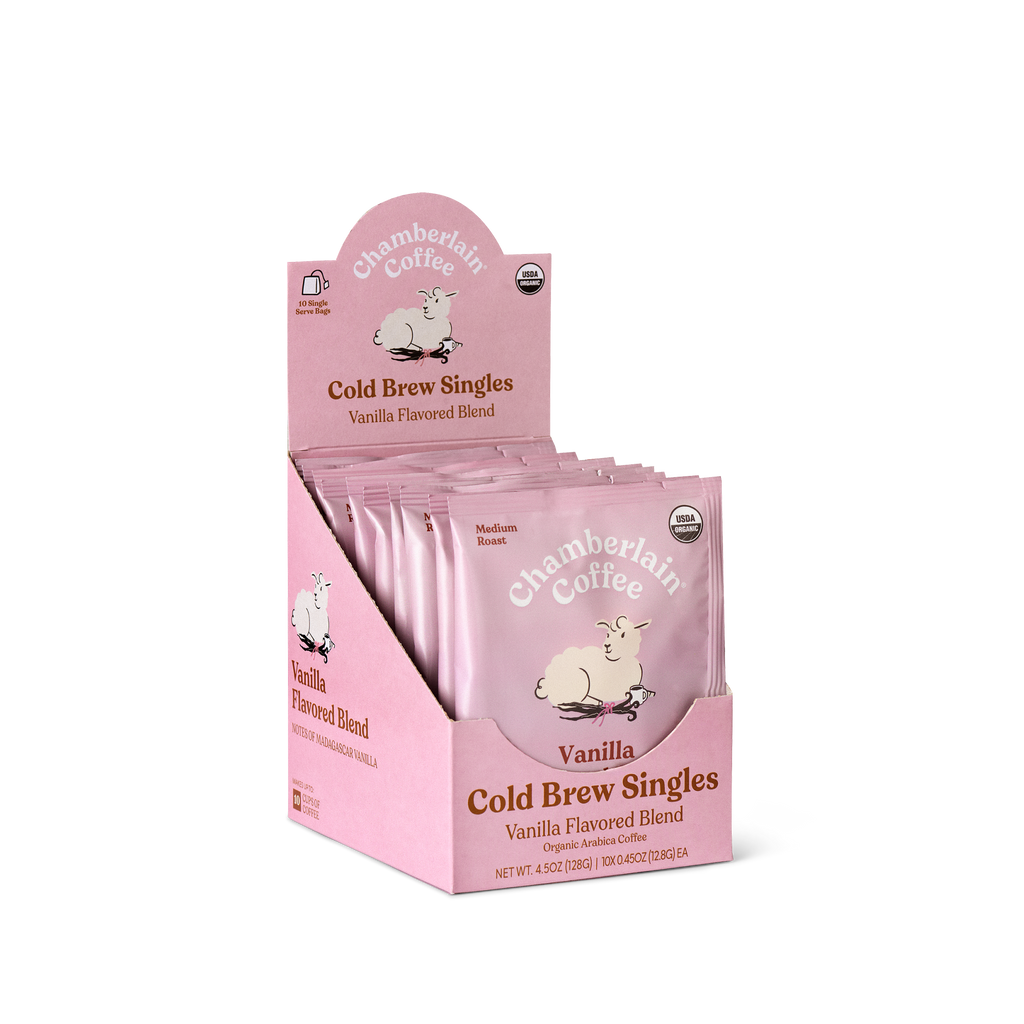 Organic Vanilla Cold Brew Coffee Singles Default Title Product Shot Diagonal