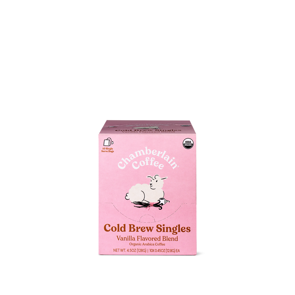 Organic Vanilla Cold Brew Coffee Singles  Product Shot Front